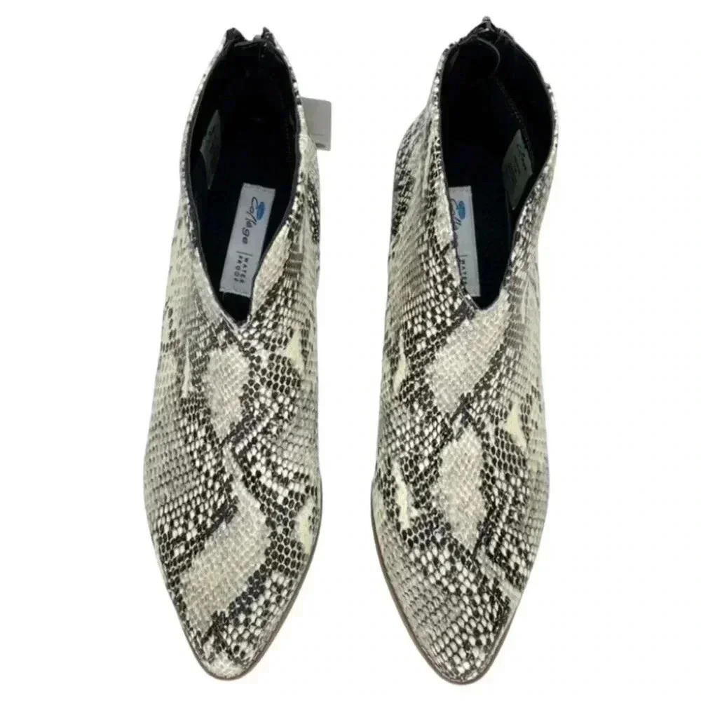 Aqua College Emily Leather Snake Print Waterproof Womens Booties Size 7M - Picture 5 of 14